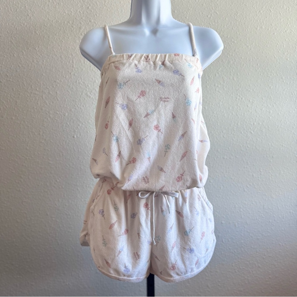 Ice Cream Print Terry Cloth Romper Gelato Piqué